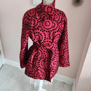 LKNW YBU belted red black jacket  M unique fun flawless  N30